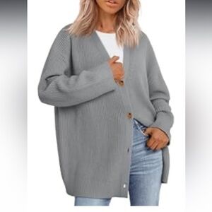 Oversized V-Neck Grandpa Button Down Cardigan Grey Women’s Medium Cozycore